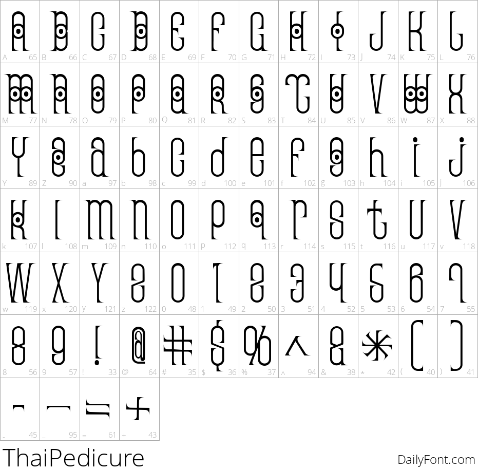 Thai Pedicure character map