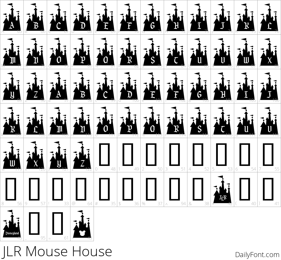 Mouse House character map
