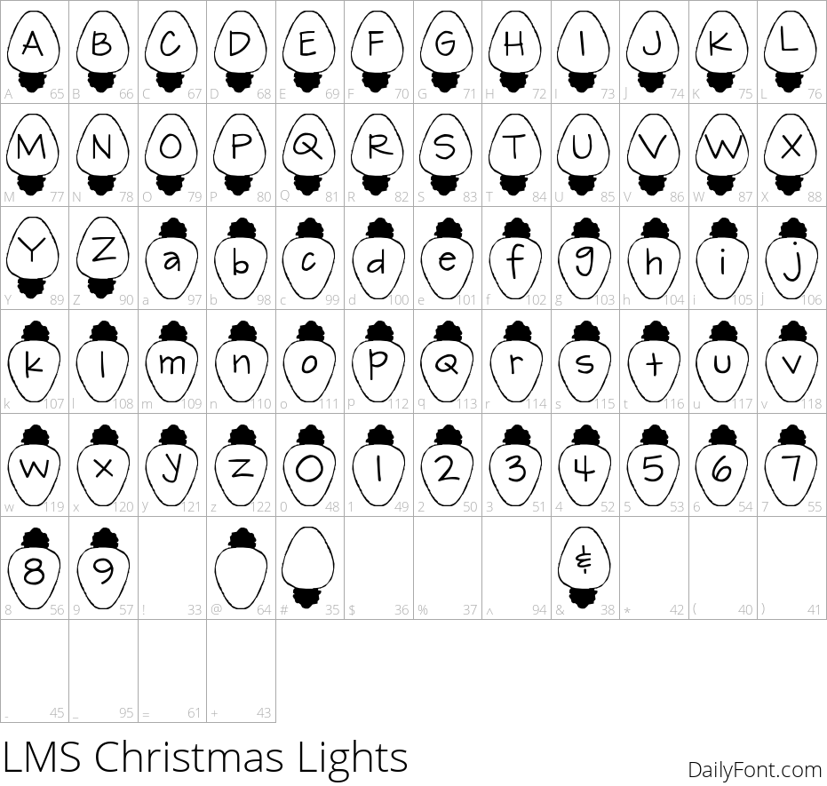 LMS Christmas Lights character map