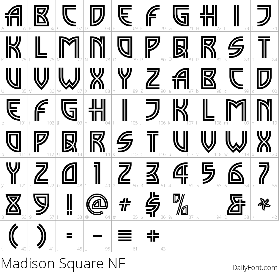 Madison Square NF character map