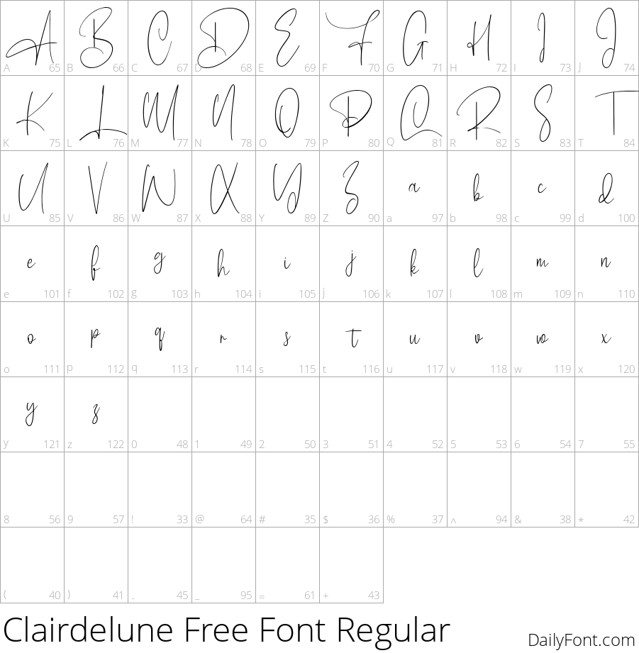 Clairdelune character map