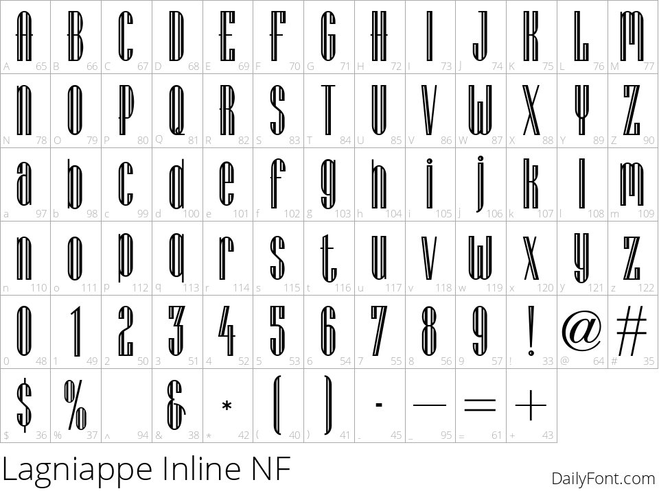 Lagniappe Inline NF character map